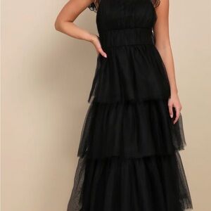 Black Tiered Evening Dress